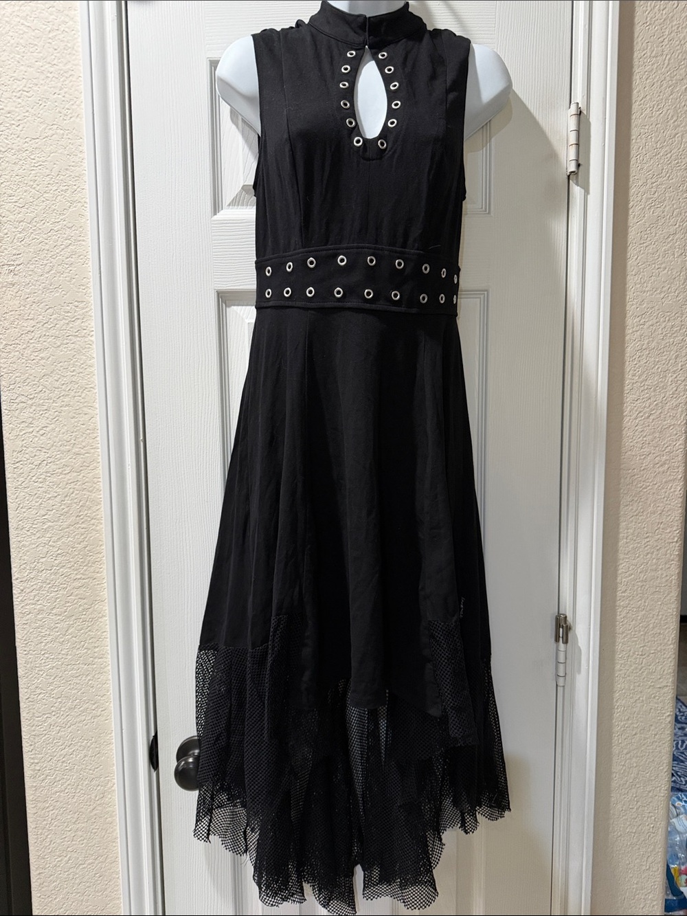 Tripp  Daang Goodman NYC Black Eyelet Waist Gothic-Inspired  Net Dress